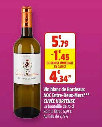 vin blanc de bordeaux aoc entre-deux-mers cuvée hortense
