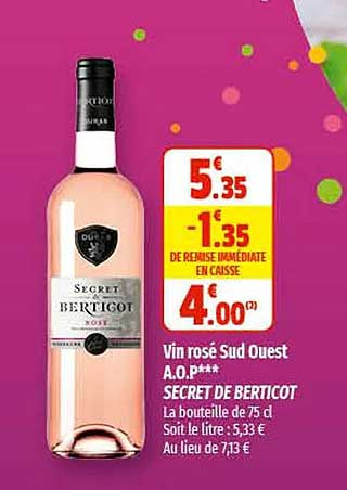 vin rosé sud ouest a.o.p. secret de berticot
