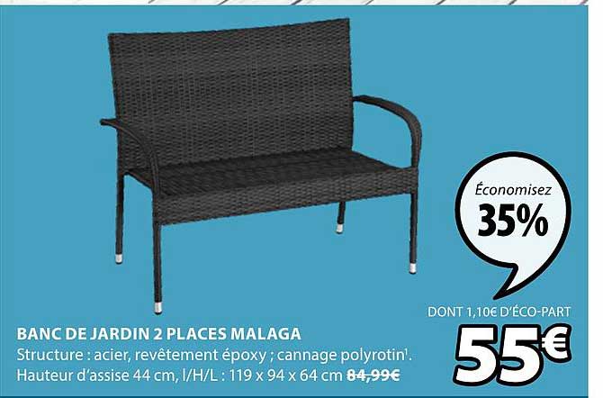 Banc De Jardin 2 Places Malaga