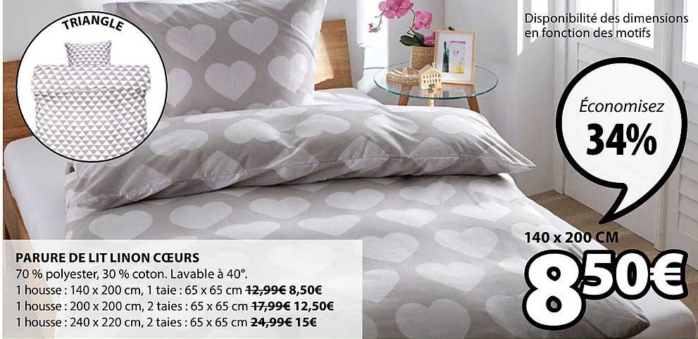 parure de lit linon cœurs