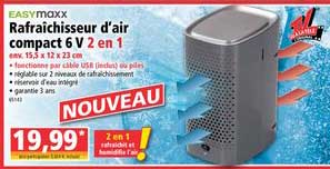 rafraîchisseur d'air compact 6 v 2 en 1