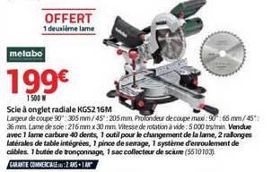scie à ongle radiale kgs216m metabo