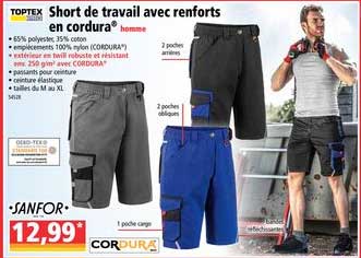 short de travail avec renforts en cordura