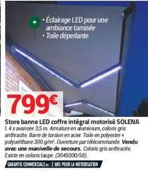 store banne led coffre intégral motorisé solena