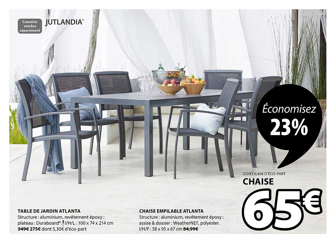table de jardin atlanta chaise empilable atlanta