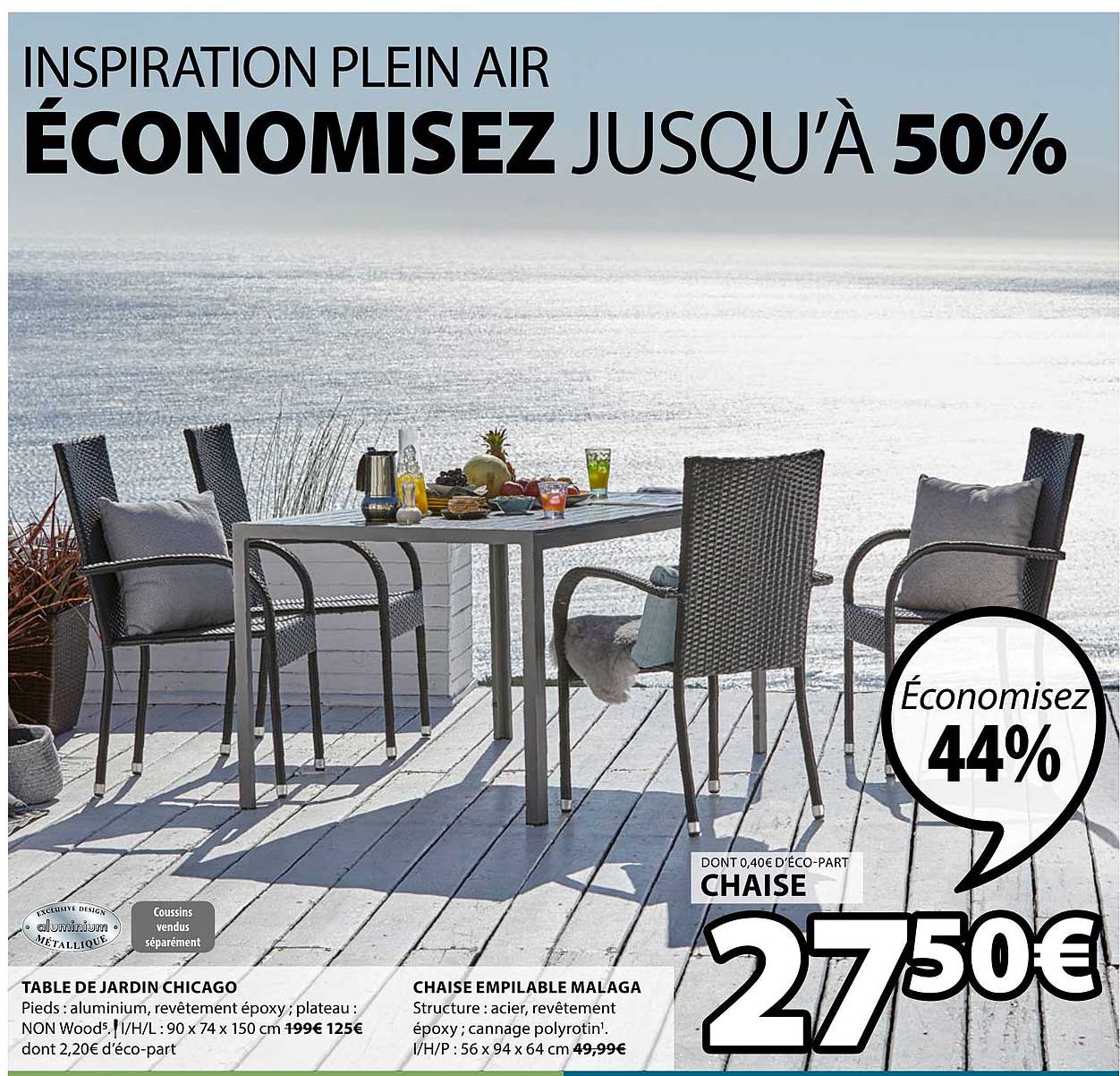 table de jardin chicago chaise empliable malaga