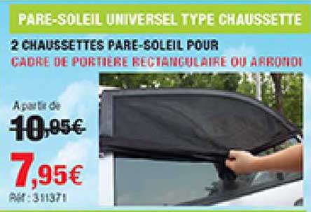 2 chaussettes pare-soleil pour cadre de portière rectangulaire ou arrondi