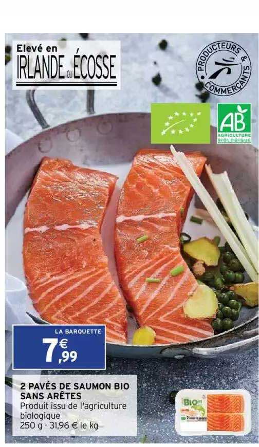 2 pavés de saumon bio sans arêtes