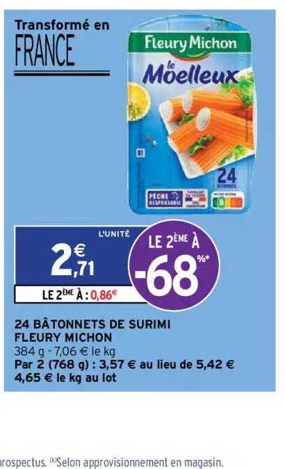 24 bâtonnets de surimi fleury michon