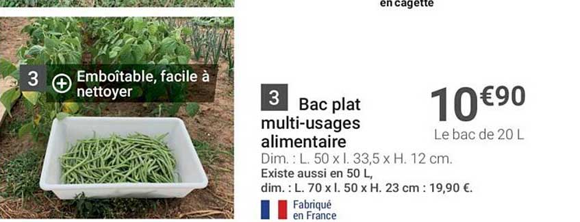 bac plat multi-usages alimentaire