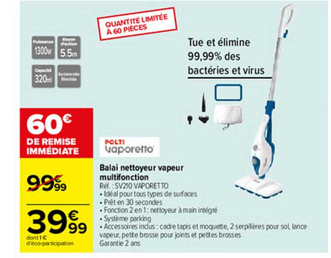 balai nettoyeur vapeur multifonction polti vaporetto