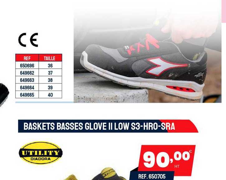 baskets basses glove II low s3-hro-sra utility diadora