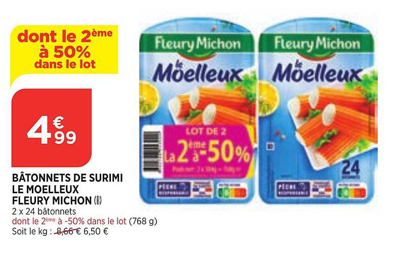 bâtonnets de surimi le moelleux fleury michon