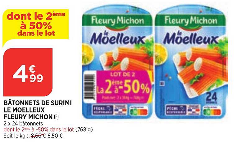 Bâtonnets De Surimi Le Moelleux Fleury Michon