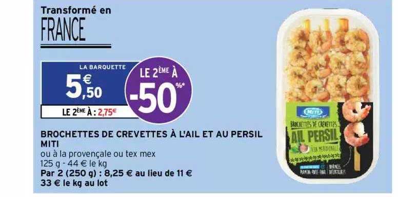 Brochettes De Crevettes à L'ail Et Au Persil Miti