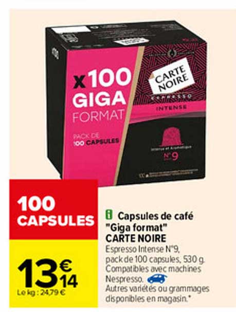 capsules de café "giga format" format" carte noire