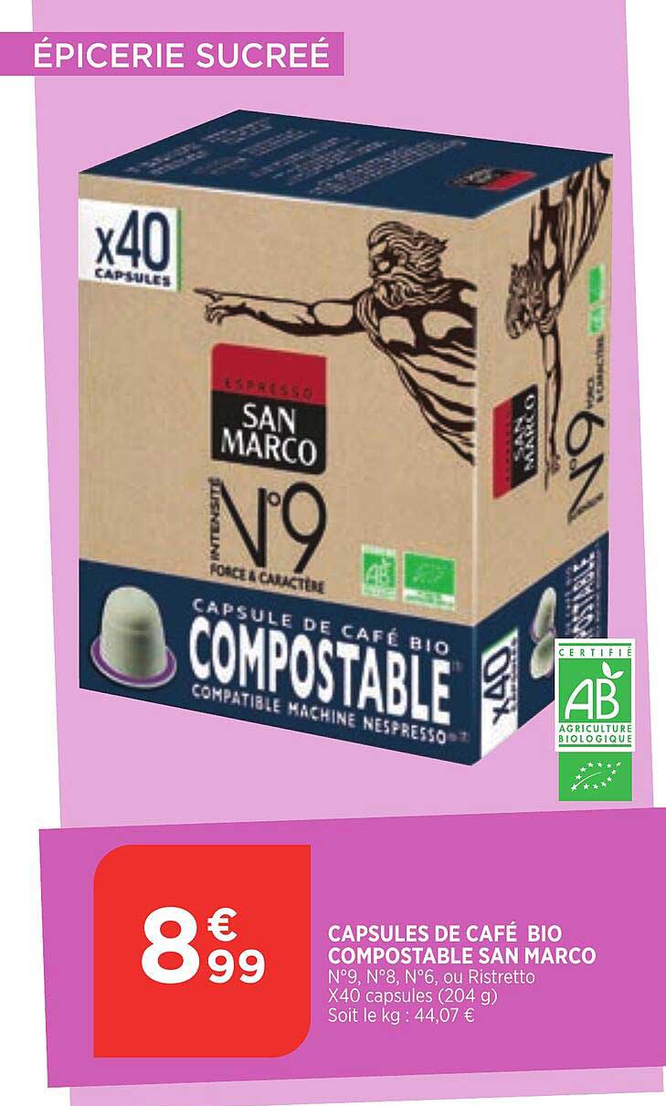 capsules de café bio compostable san marco