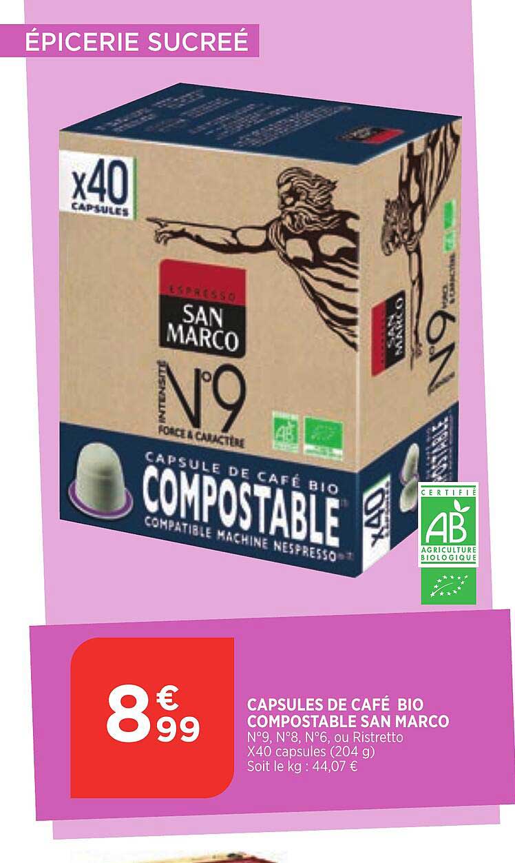 capsules de café bio compostable san marco