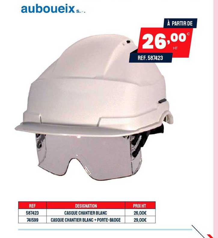 Casque Chantier Blanc, Casque Chantier Blanc + Porte-badge