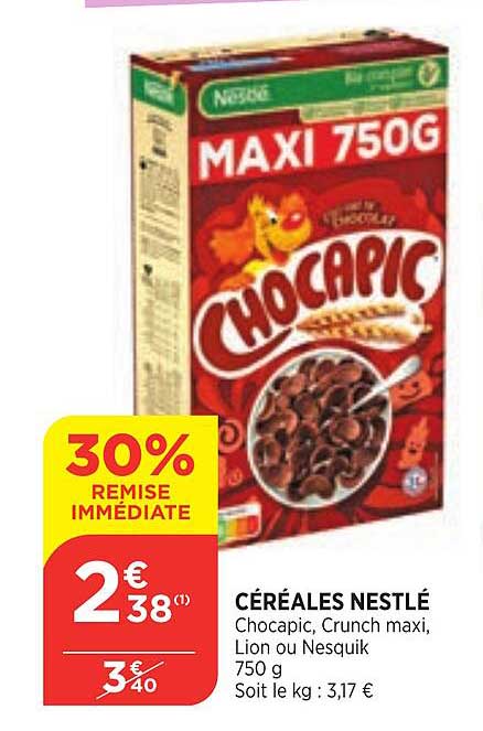 Céréales Nestlé 30% De Remise Immédiate