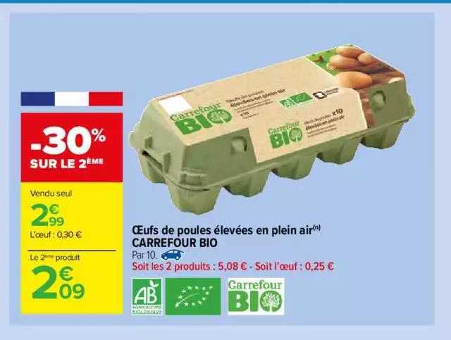 ceufs de poules élevées eb plein air carrefour bio