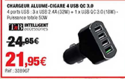 chargeur allume-cigare 4 usb tnb intelligent