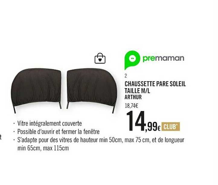 chaussette pare soleil taille m-l arthur