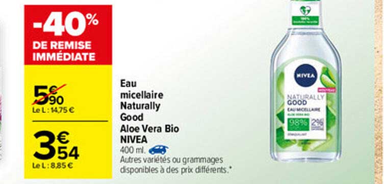 eau micellaire naturally good aloé véra bio nivea