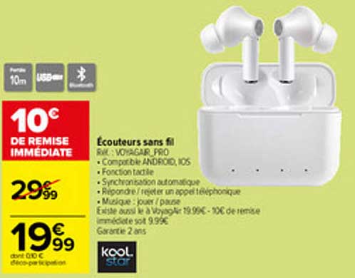 écouteurs sans fil kool star