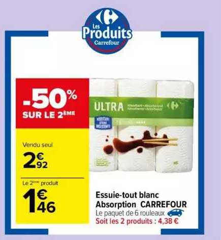 essuie-tout blanc absorption carrefour