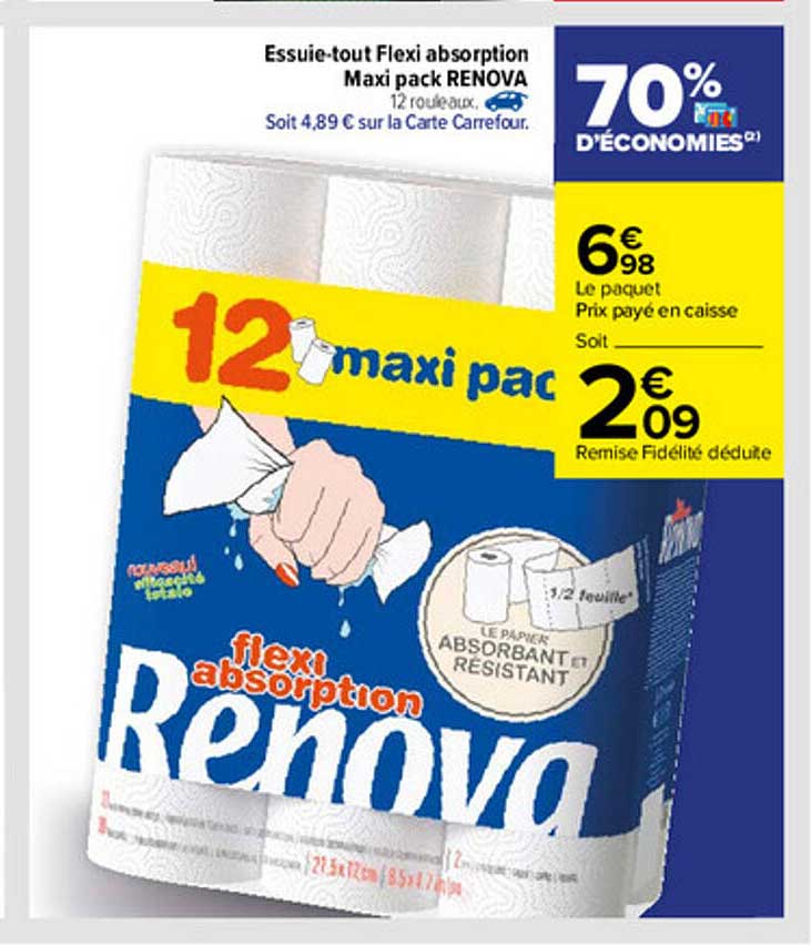 essuie-tout flexi absorption maxi pack renova