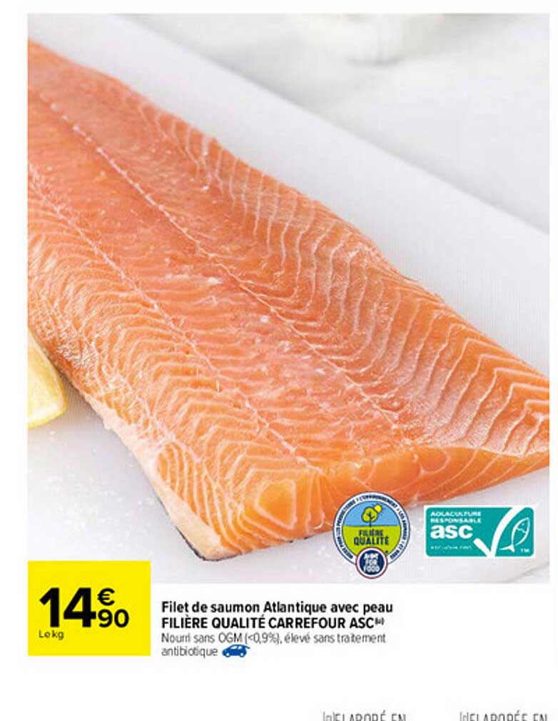 Filet De Saumon Atlantique Avec Peau Filière Qualité Carrefour Asc