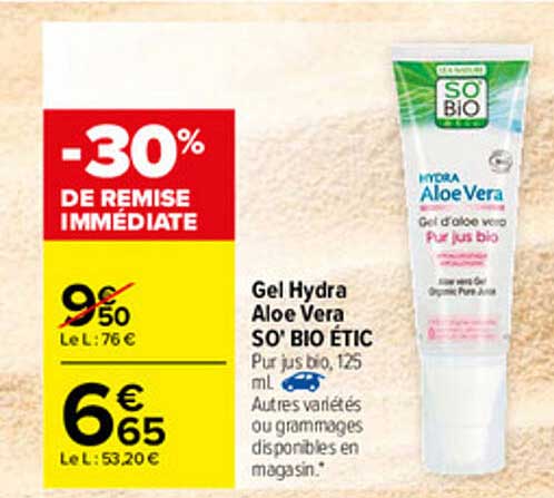 gel hydra aloé véra so'bio étic