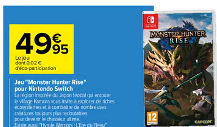 jeu "monster hunter rise" pour nintendo switch