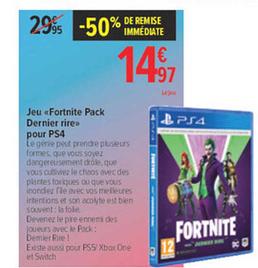 jeu «fortnite pack dernier rire» pour ps4
