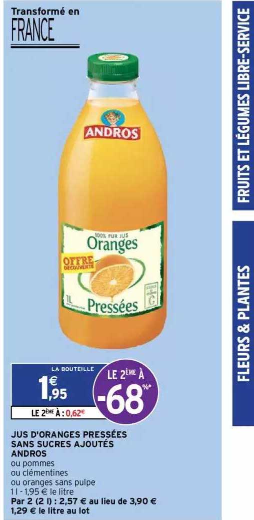 jus d'oranges pressées sans sucres ajoutés andro