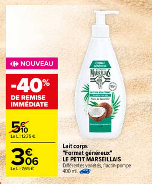 lait corps "format généreux" le petit marseillais