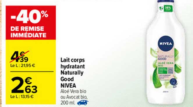 lait corps hydratant naturally good nivea