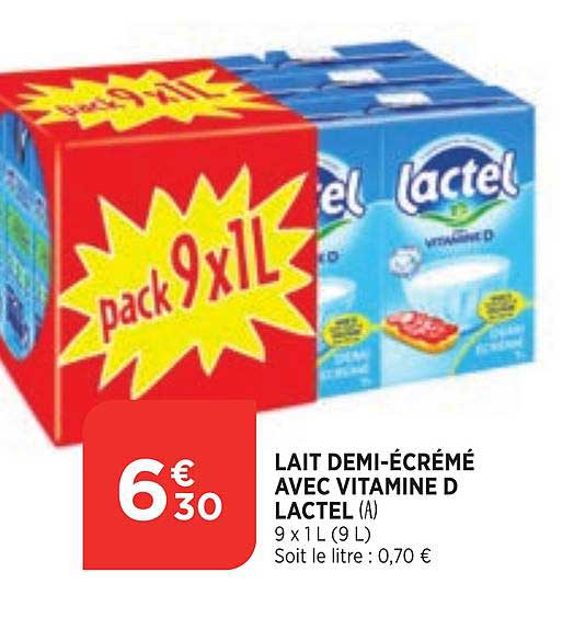 lait demi-écrémé avec vitamine d lactel
