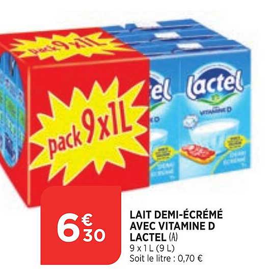lait demi-écrémé avec vitamine d lactel