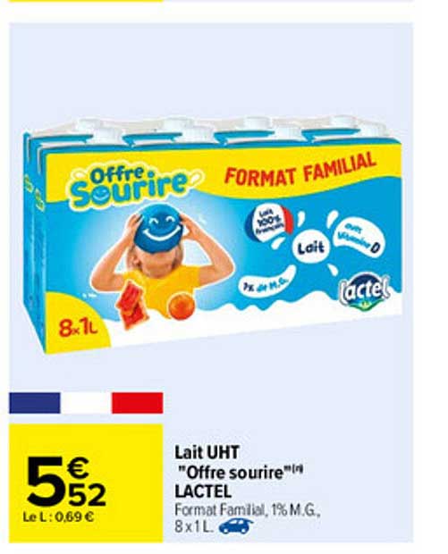 lait uht "offre sourire" lactel