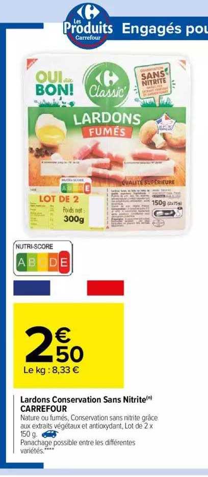 lardons conservation san nitrite carrefour