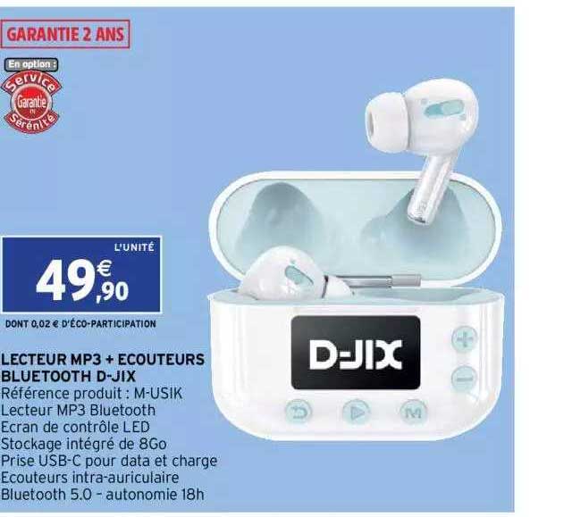 lecteur mp3 + écouteurs bluetooth d-jix