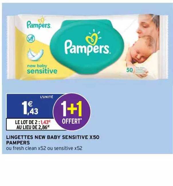 lingettes new baby sensitive x50 pampers