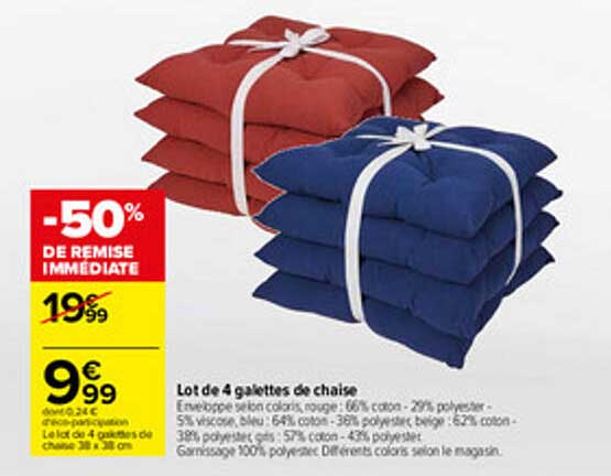 Lot De 4 Galettes De Chaise