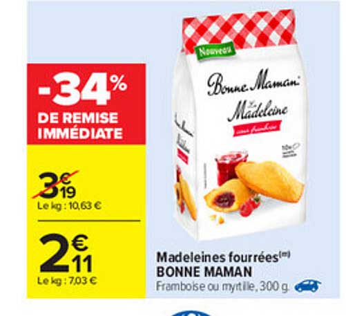 madeleines fourrées bonne maman
