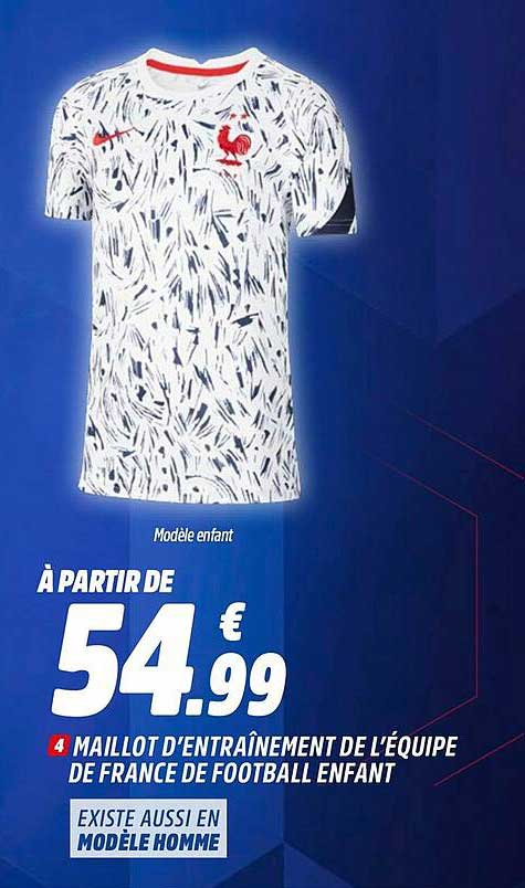 maillot d'entraînement de l'équipe de france de football enfant