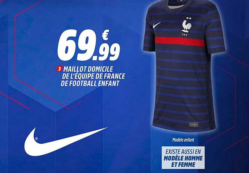 maillot domicile de l'équipe de france de football enfant