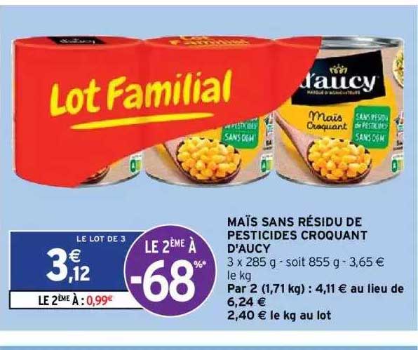 maïs sans résidu de pesticides croquant d'aucy