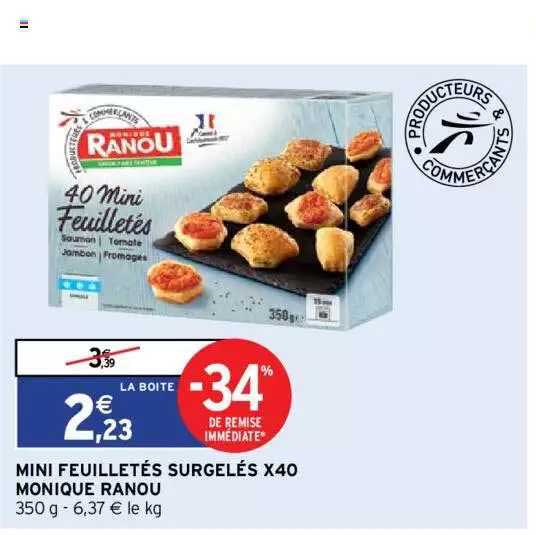 mini feuilletés surgelés x40 monique ranou